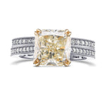 Light Yellow Radiant Diamond Engagement and Wedding Ring Set