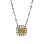 Fancy Yellow Cushion Halo Pendant