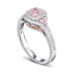 Fancy Purple Pink Cushion & Heart 3-Stone Diamond Ring