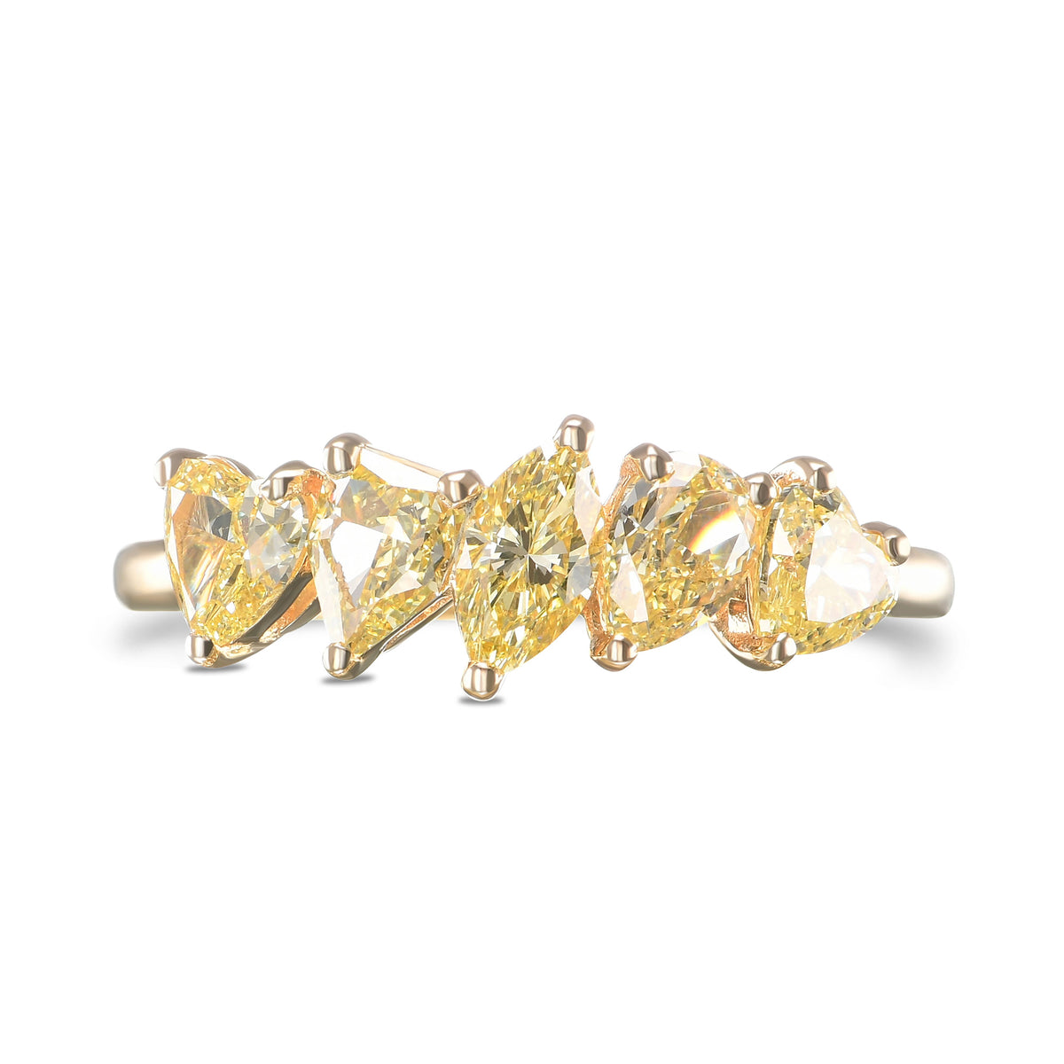  Fancy Yellow Mix Shape Diamond Band Ring