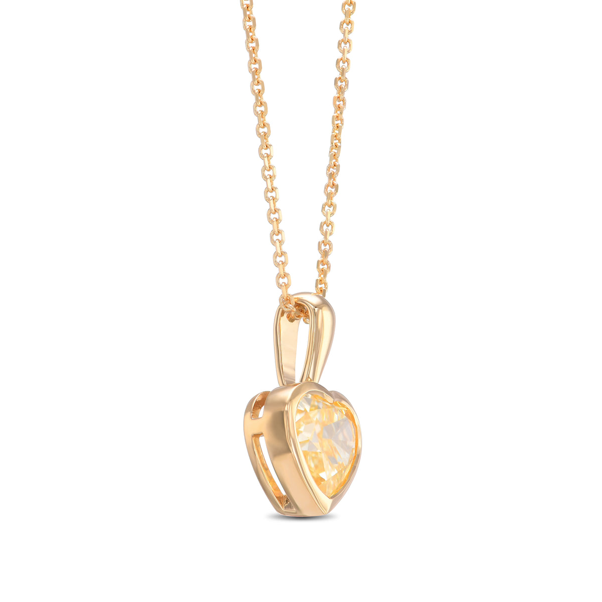 Fancy Yellow Heart Solitaire Diamond Pendant