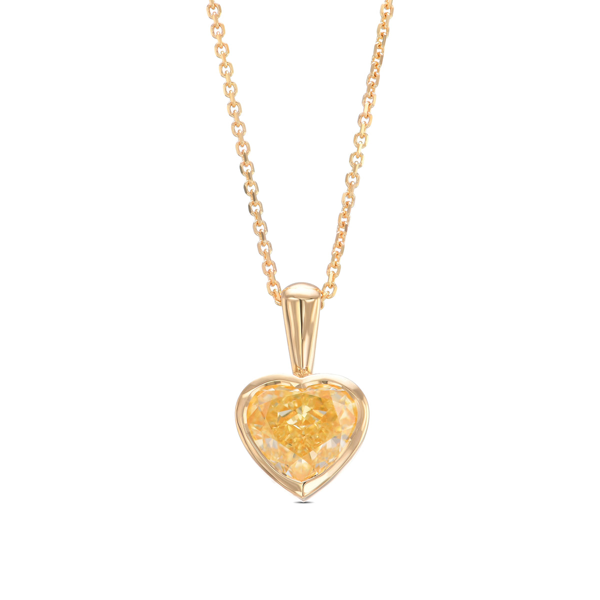 Fancy Yellow Heart Solitaire Diamond Pendant