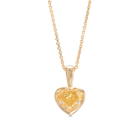Fancy Yellow Heart Solitaire Diamond Pendant