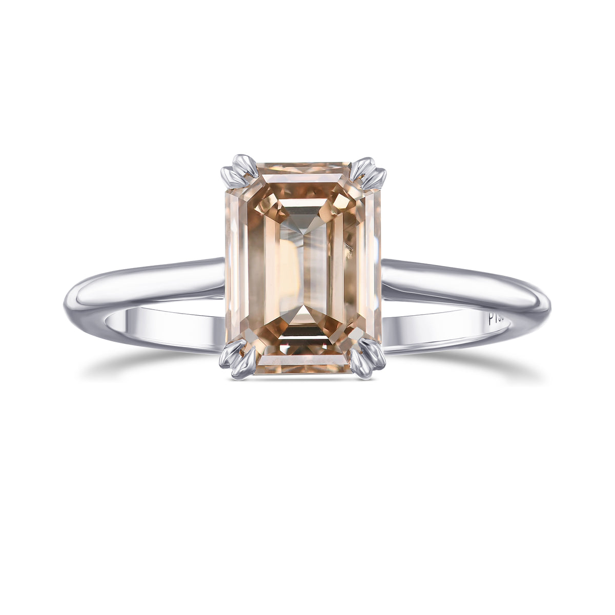 Fancy Yellowish Brown Emerald Solitaire Diamond Ring