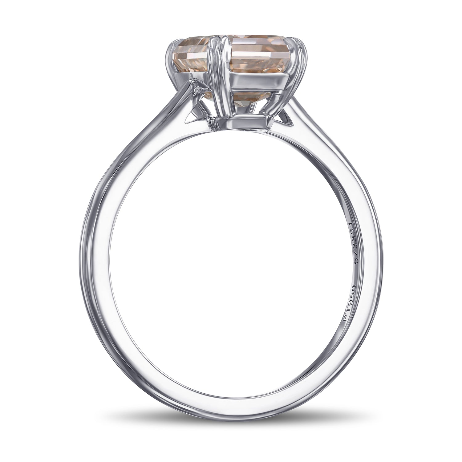 Fancy Yellowish Brown Emerald Solitaire Diamond Ring