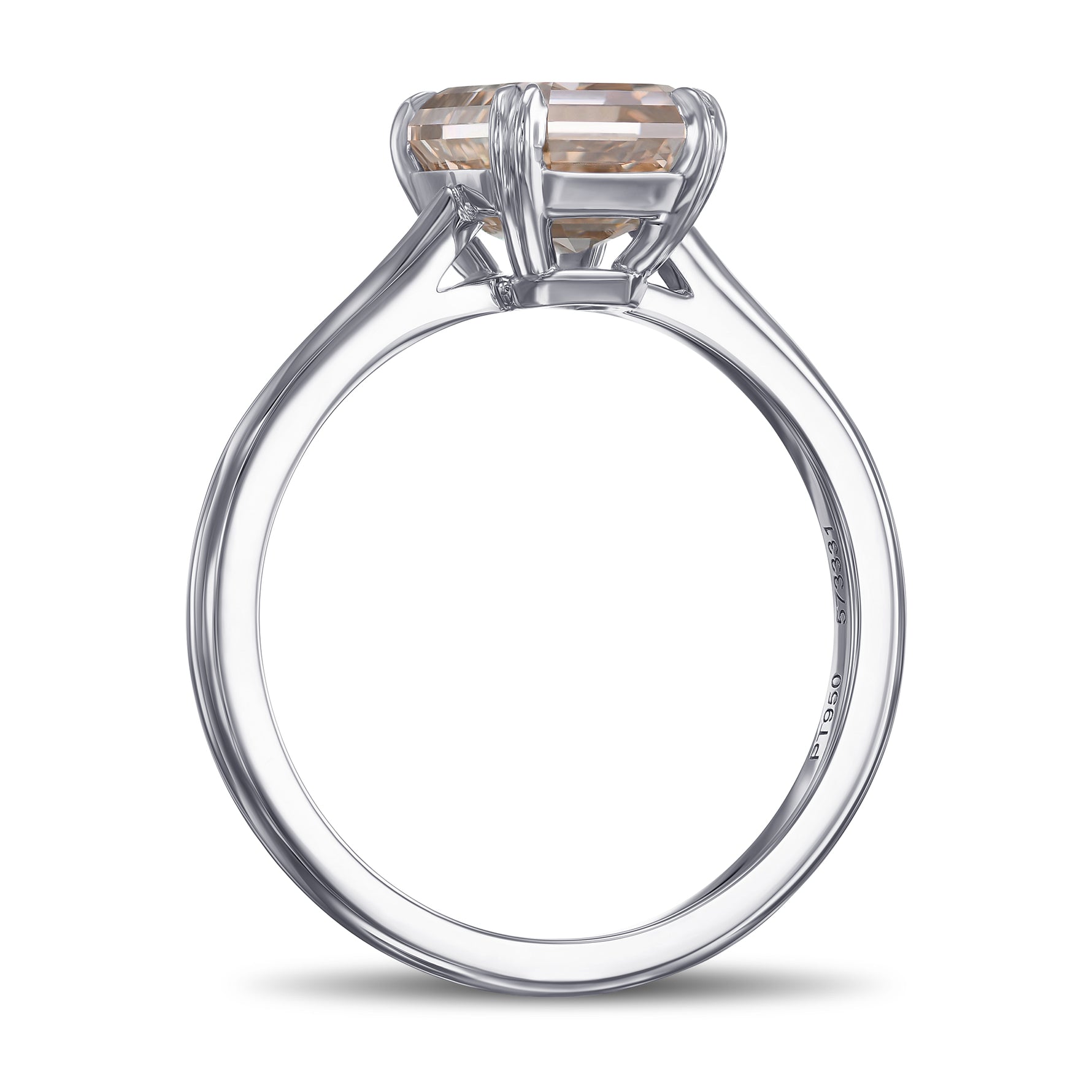 Fancy Yellowish Brown Emerald Solitaire Diamond Ring