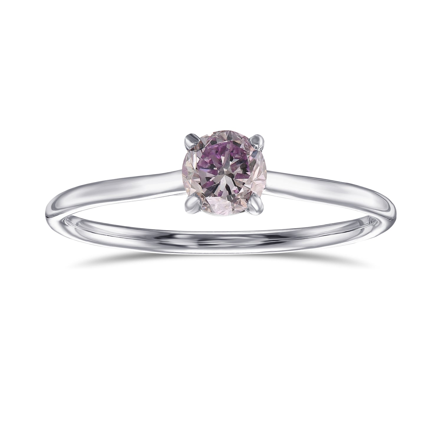 Fancy Pink Purple Round Solitaire Diamond Ring