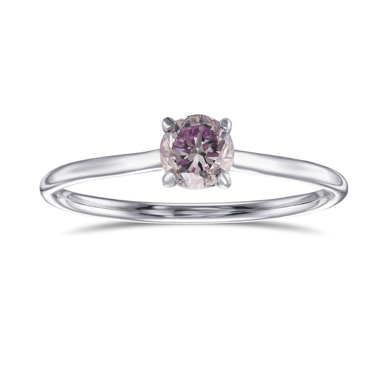 Fancy Pink Purple Round Solitaire Diamond Ring
