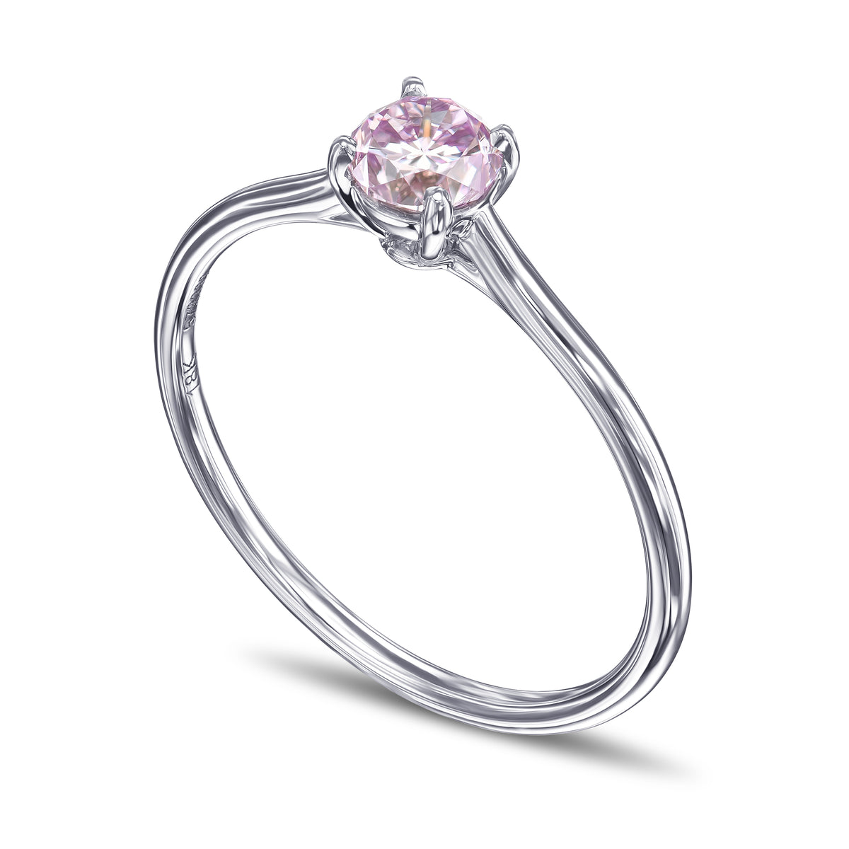Fancy Pink Purple Round Solitaire Diamond Ring