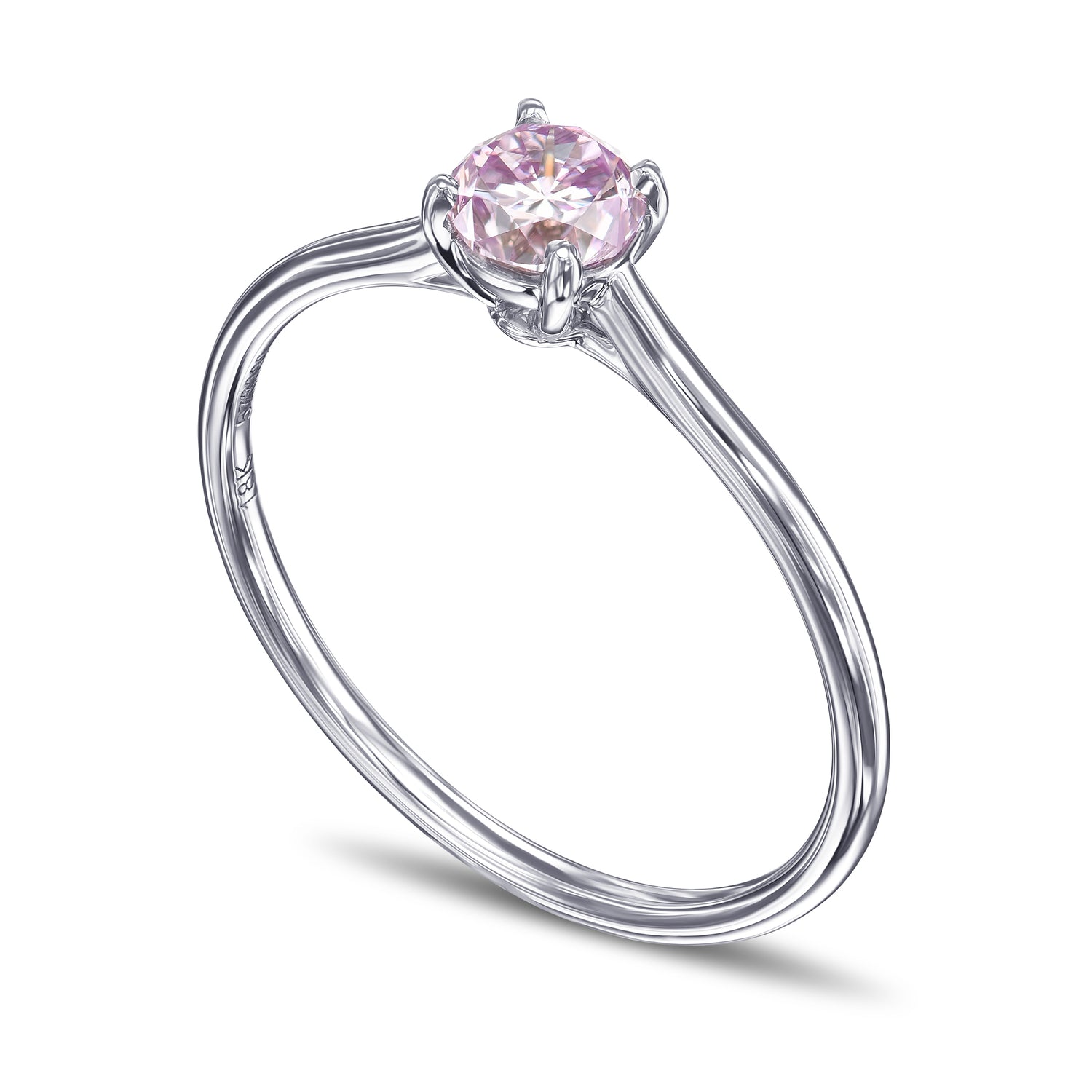 Fancy Pink Purple Round Solitaire Diamond Ring