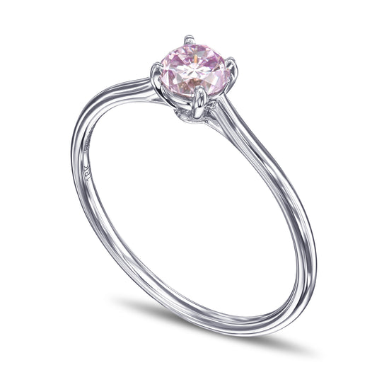 Fancy Pink Purple Round Solitaire Diamond Ring