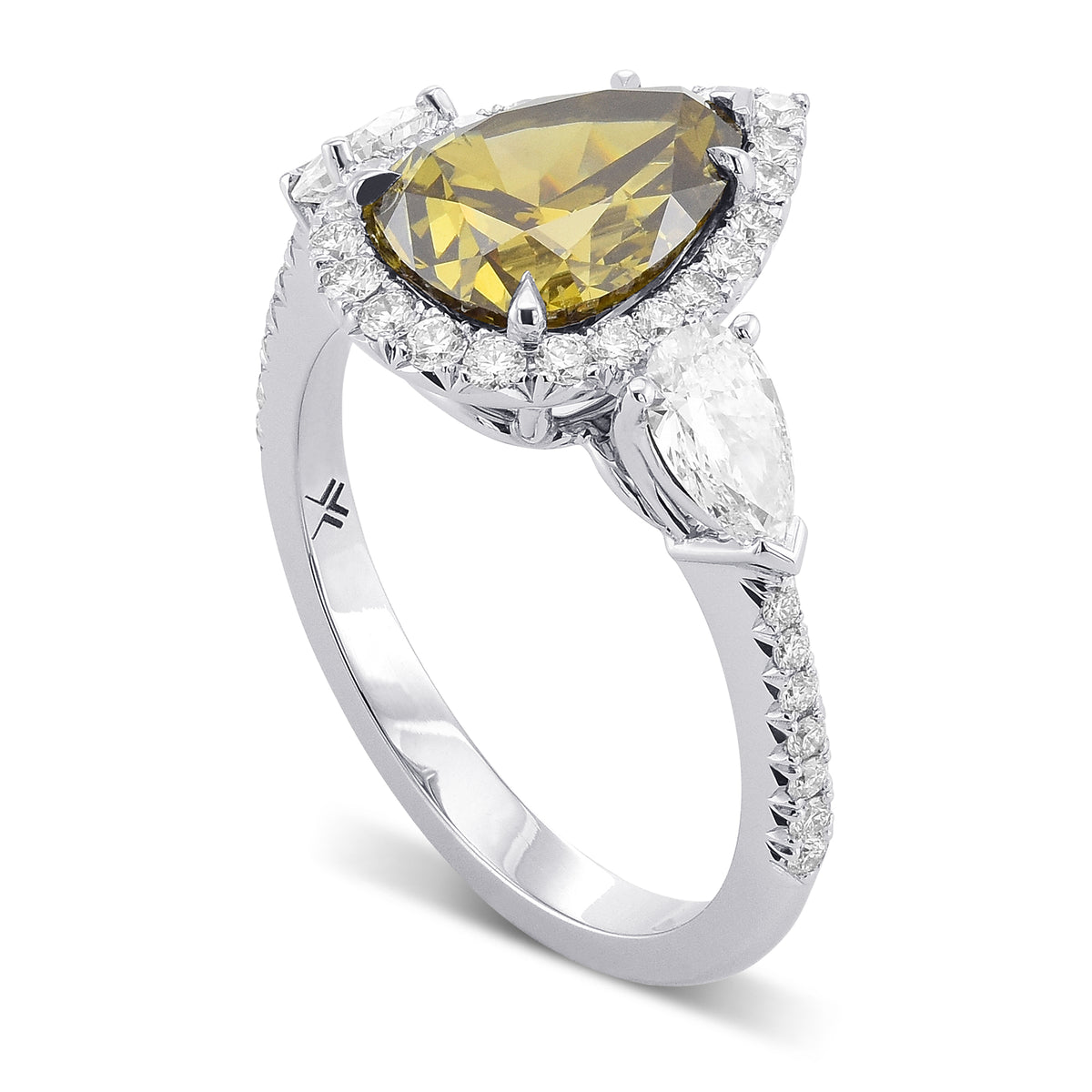 Chameleon Pear 3-Stone Diamond Ring