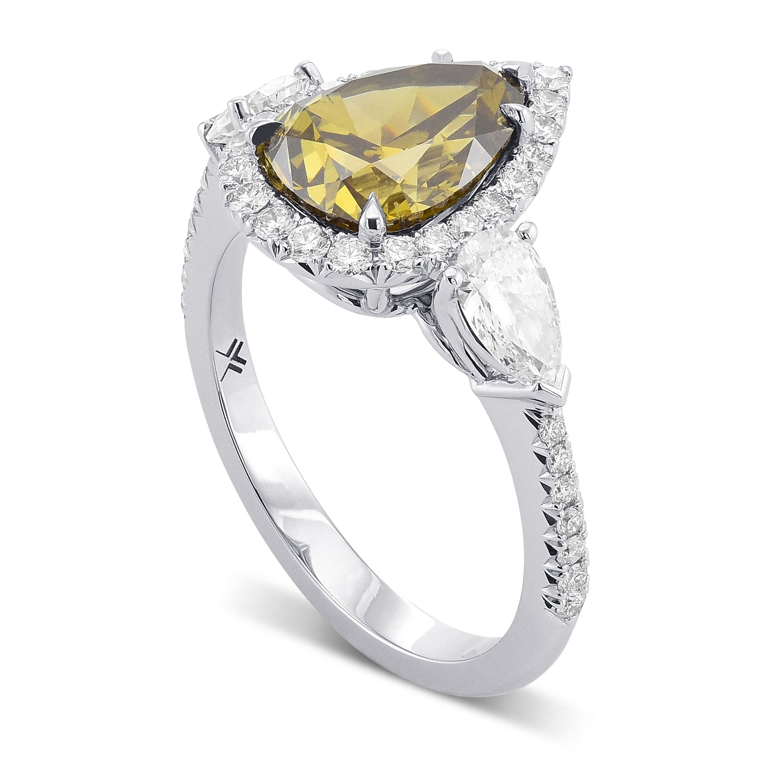 Chameleon Pear 3-Stone Diamond Ring