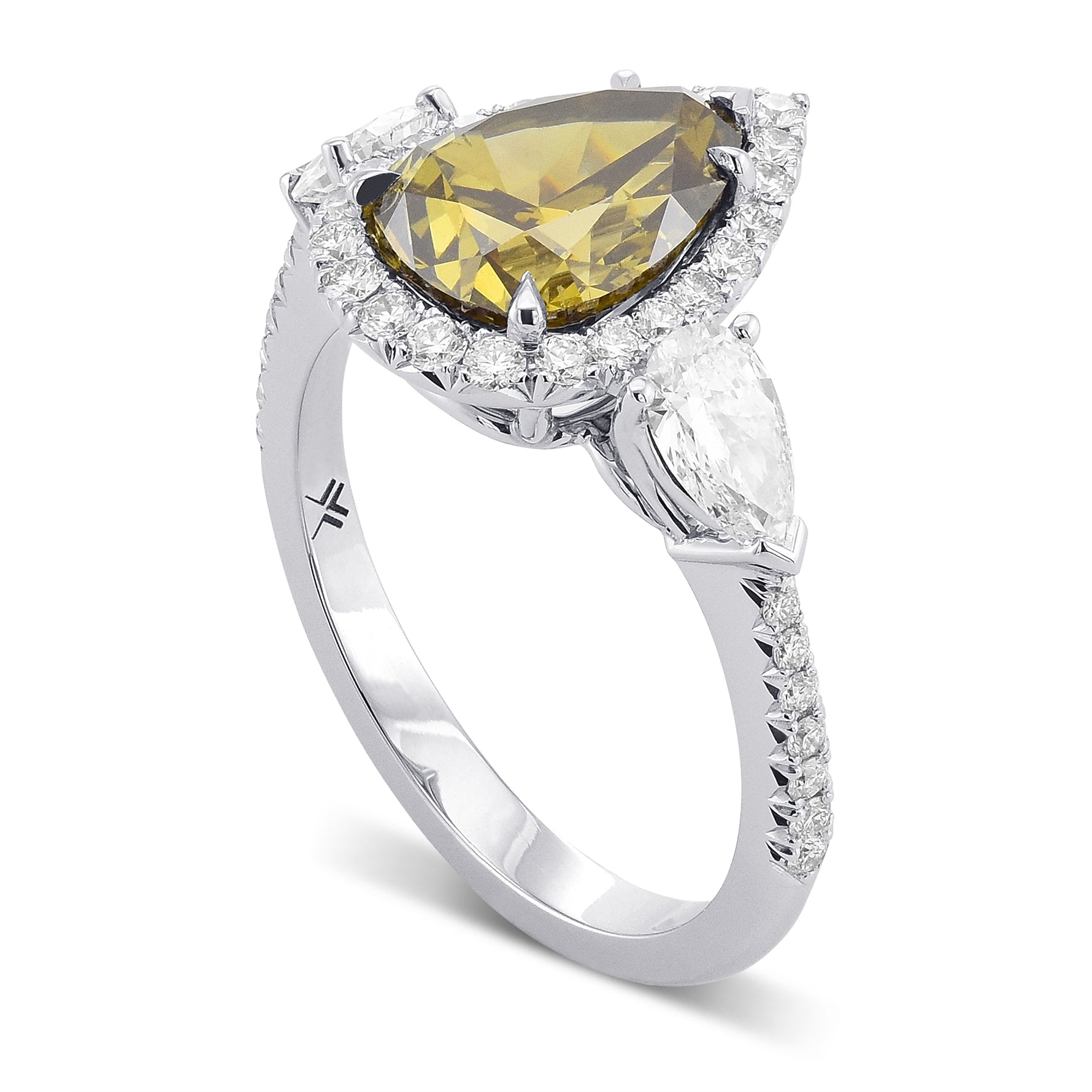 Chameleon Pear 3-Stone Diamond Ring
