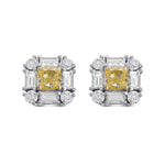 Extraordinary Cushion Fancy Intense Yellow Diamond Halo Stud Earrings