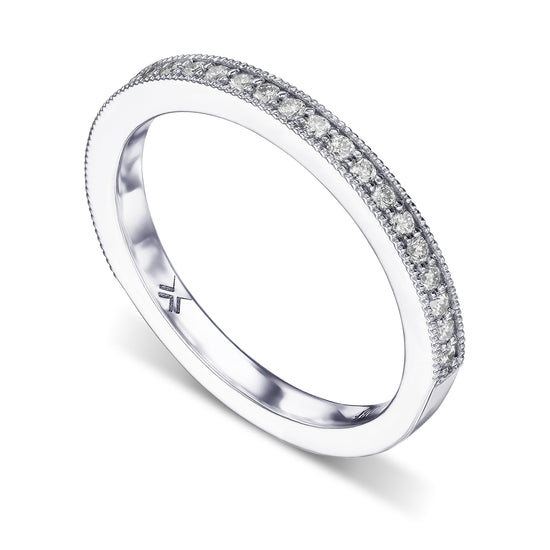 Milgrain Half Eternity Diamond Ring