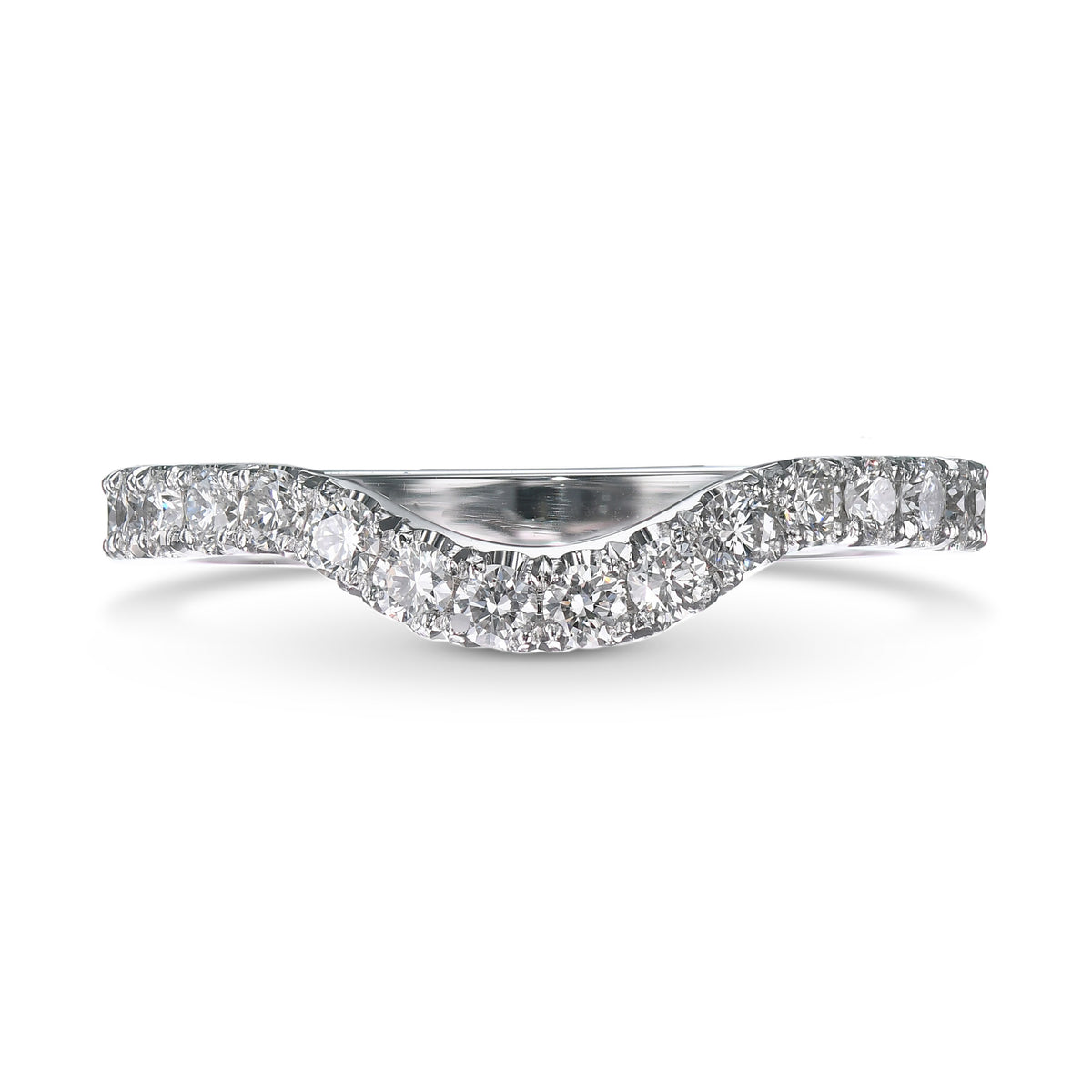 Contoured Open Pave Diamond Wedding Band