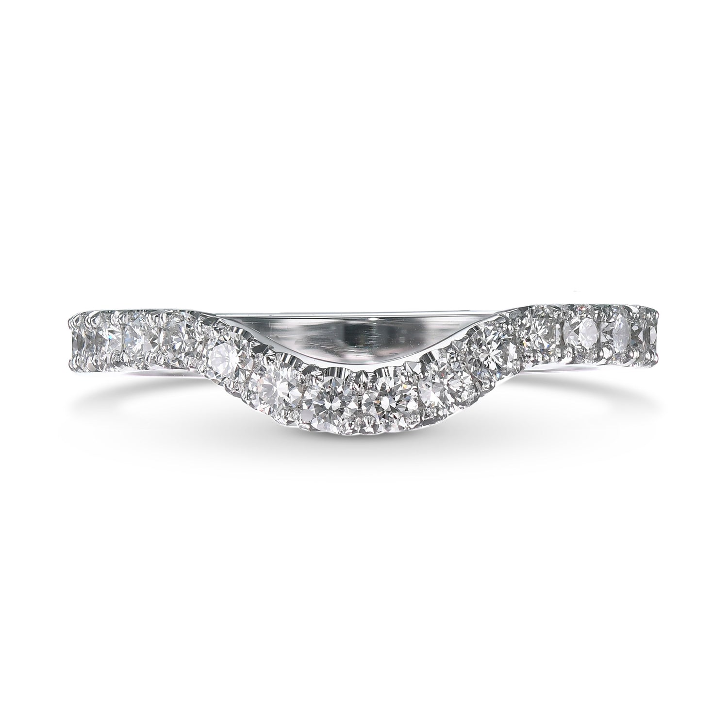 Contoured Open Pave Diamond Wedding Band