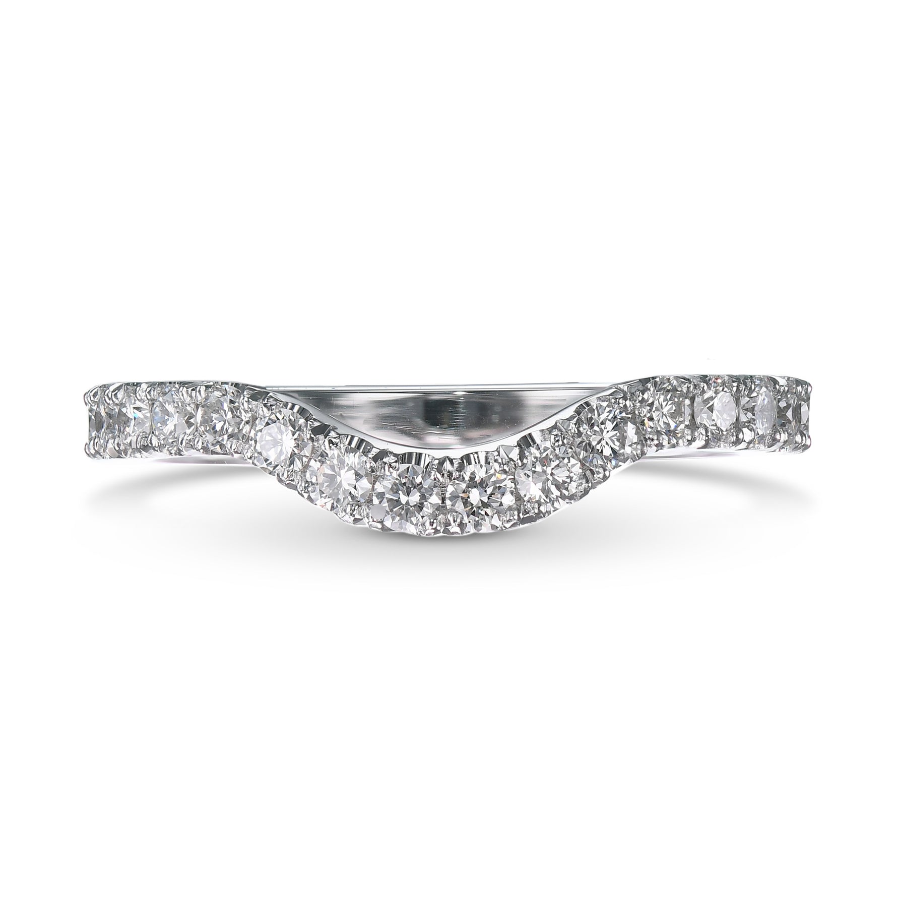 Contoured Open Pave Diamond Wedding Band
