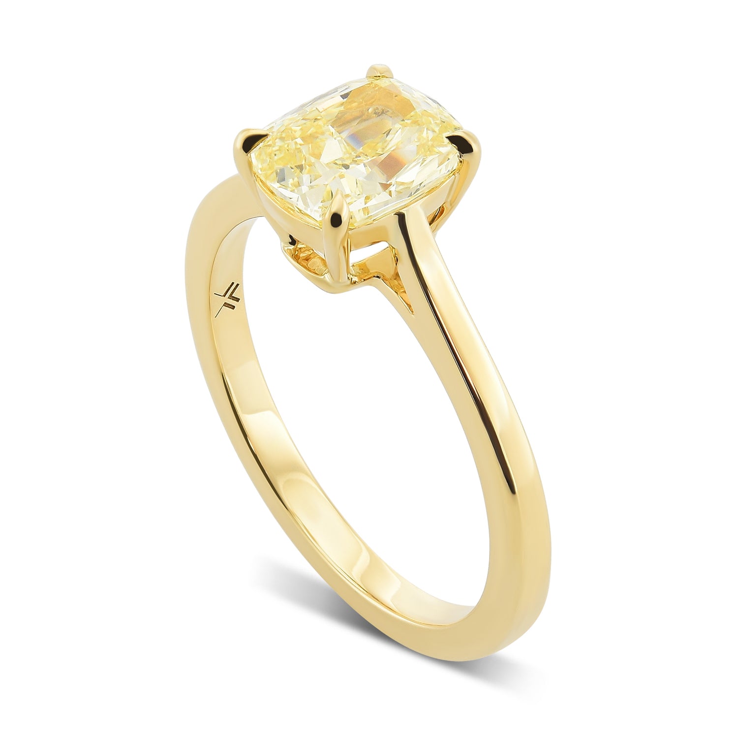 Fancy Yellow Cushion Solitaire Diamond Ring