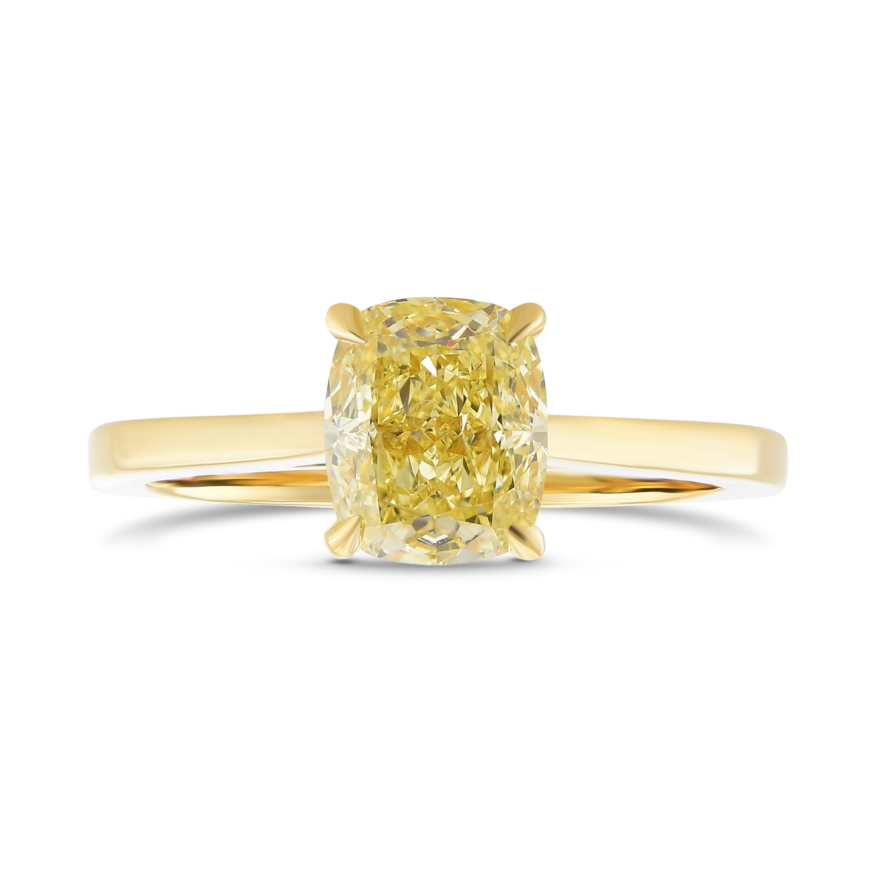 Fancy Yellow Cushion Solitaire Diamond Ring