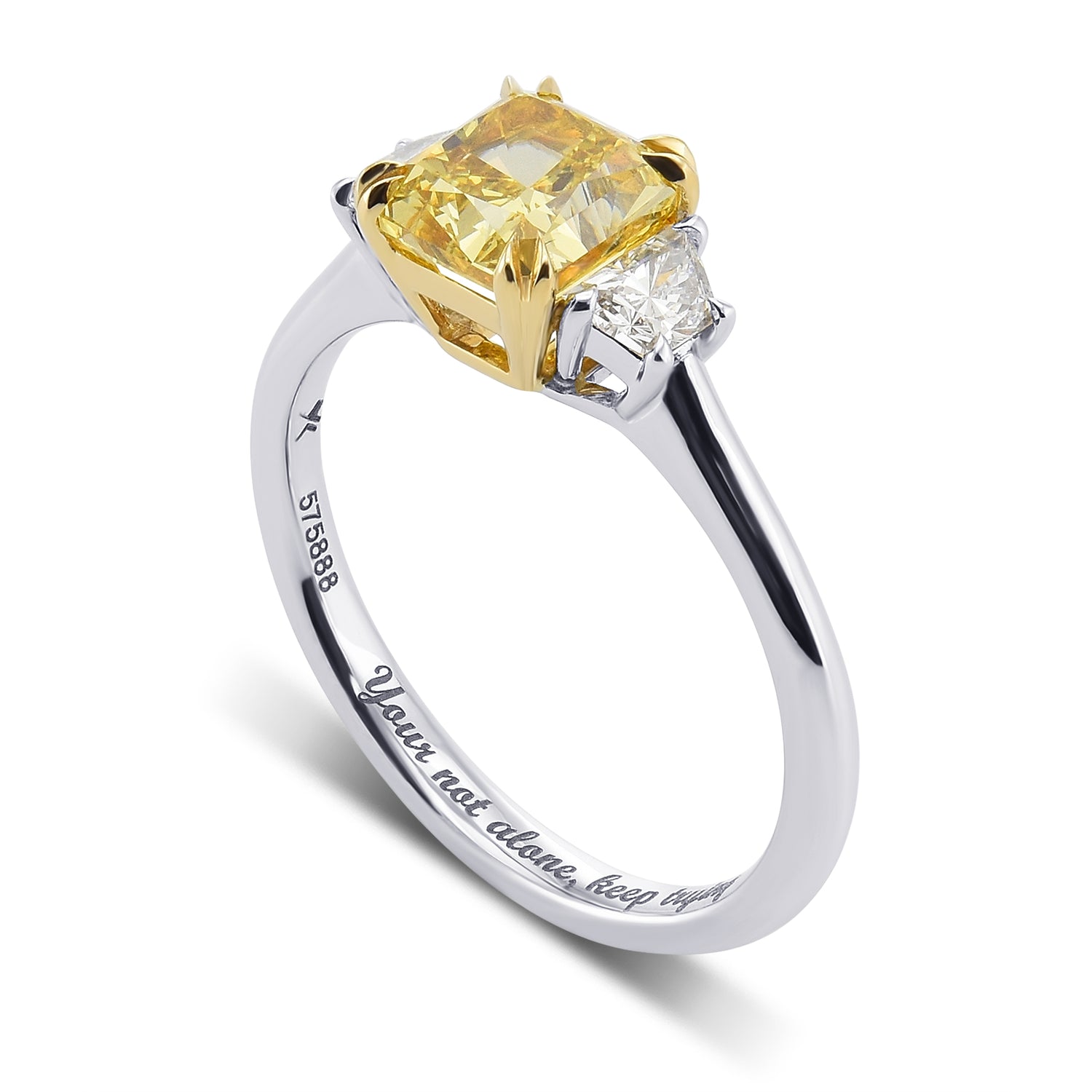 Fancy Deep Brownish Yellow Radiant 3-Stone Diamond Ring