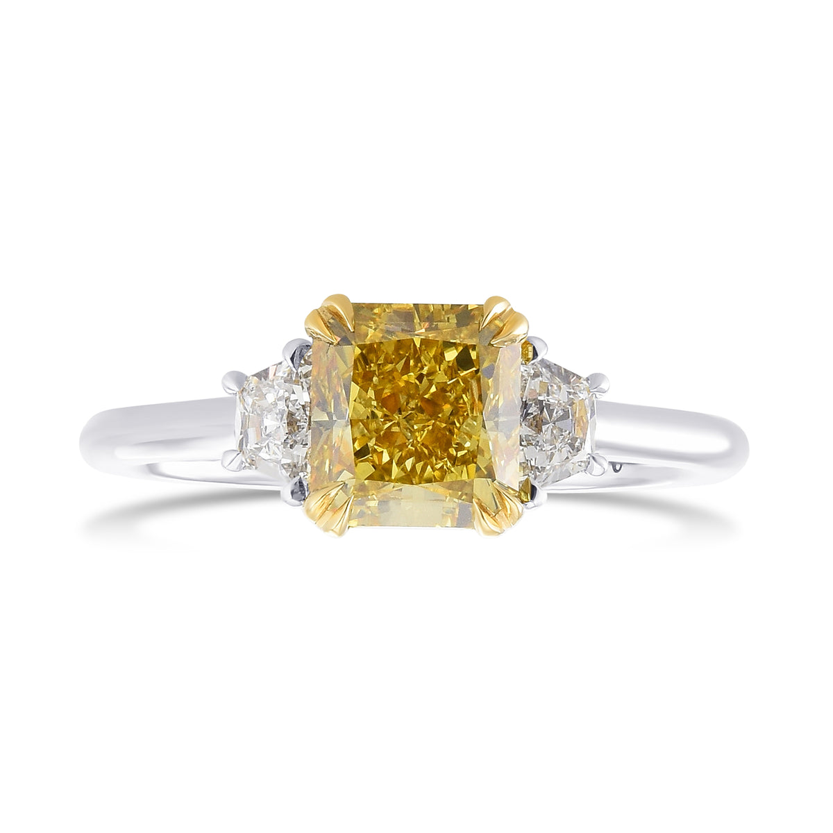 Fancy Deep Brownish Yellow Radiant 3-Stone Diamond Ring