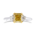 Fancy Deep Brownish Yellow Radiant 3-Stone Diamond Ring