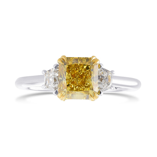 Fancy Deep Brownish Yellow Radiant 3-Stone Diamond Ring