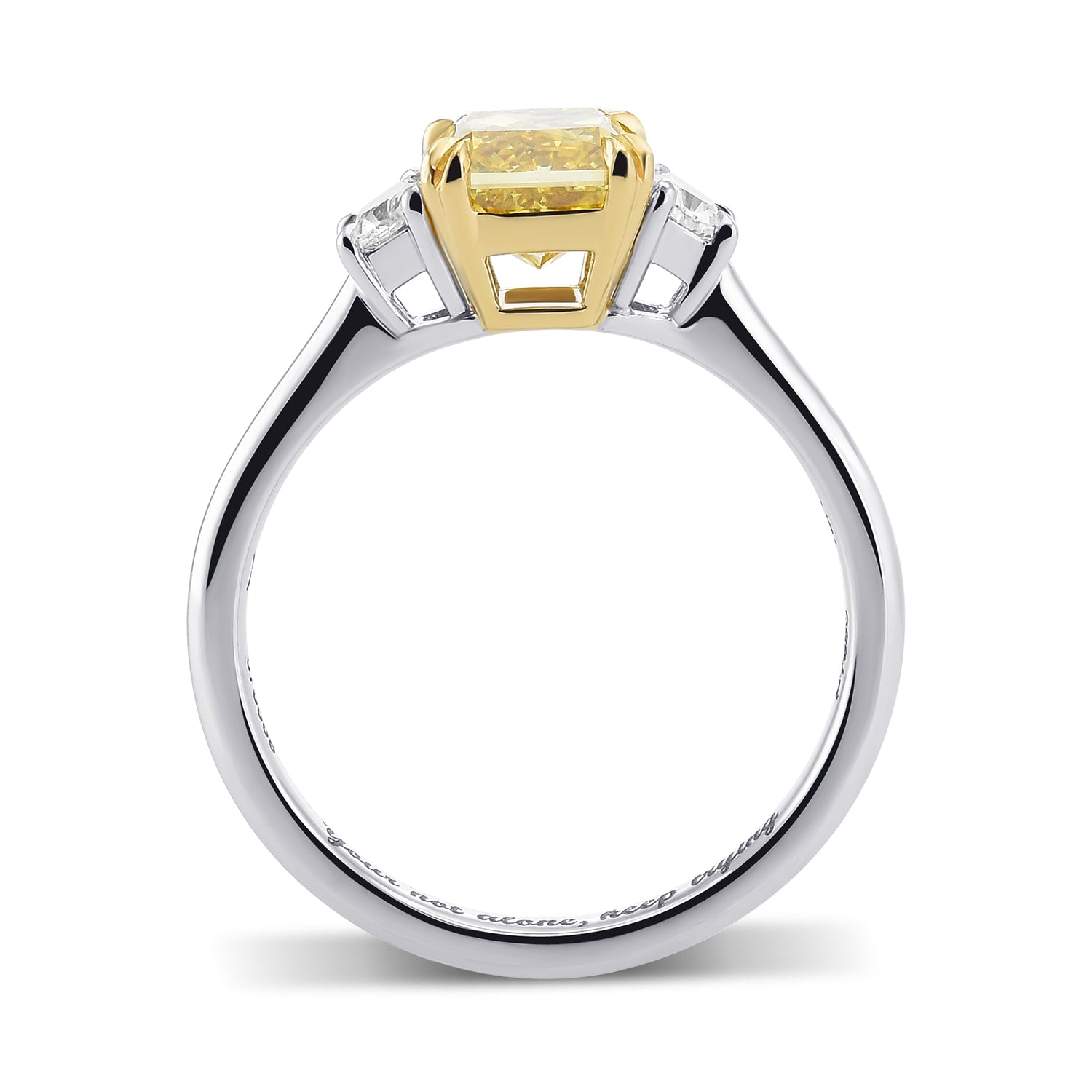 Fancy Deep Brownish Yellow Radiant 3-Stone Diamond Ring