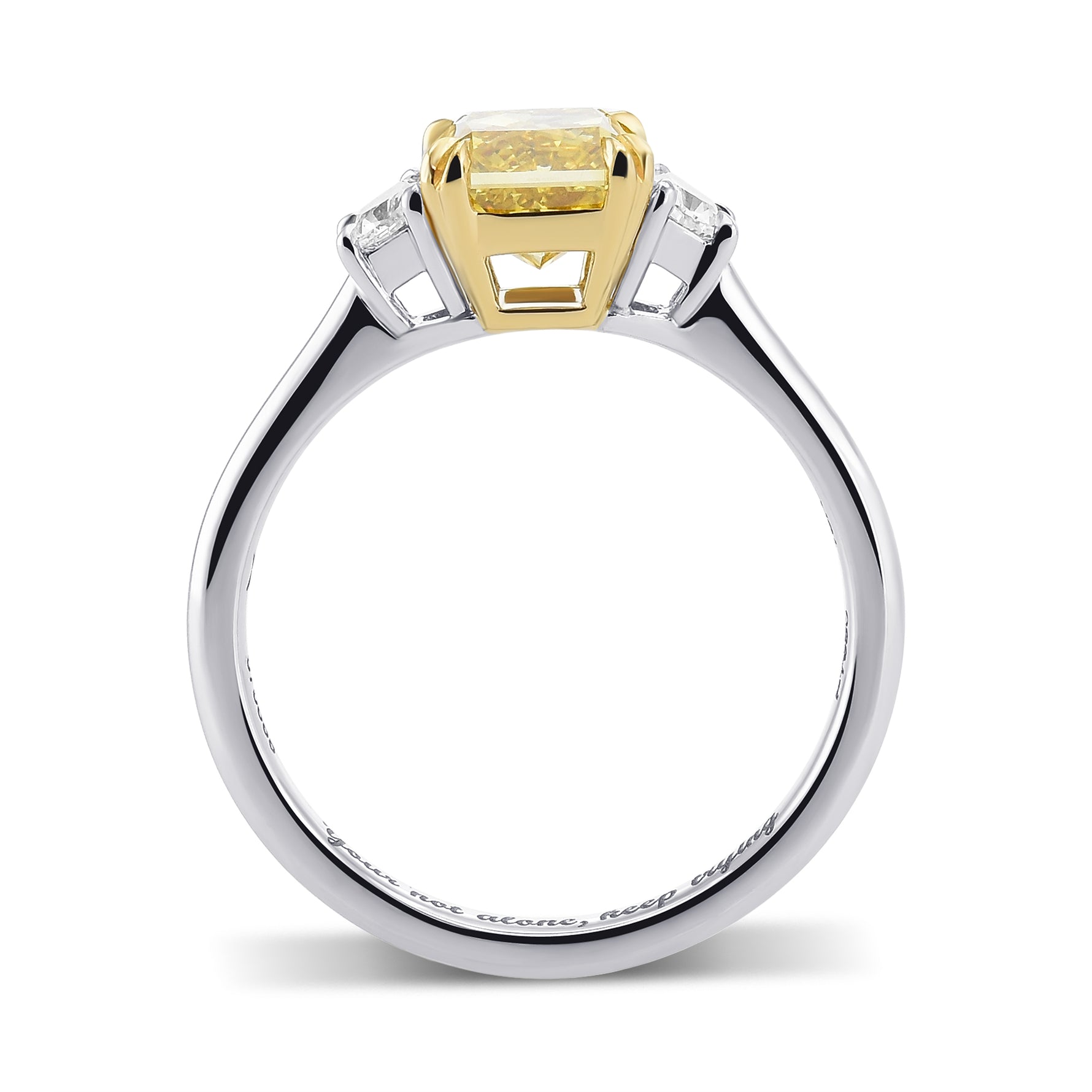 Fancy Deep Brownish Yellow Radiant 3-Stone Diamond Ring