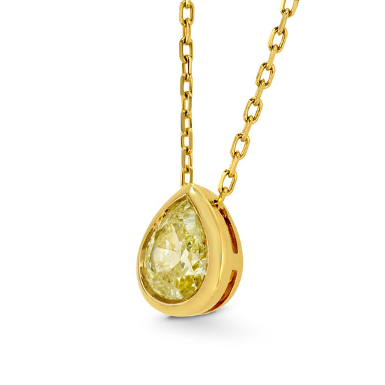 Fancy Intense Yellow Pear Shape Diamond  Pendant
