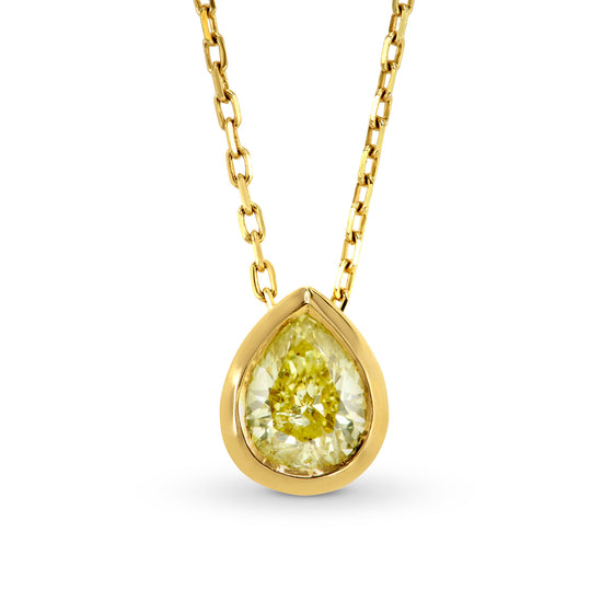 Fancy Intense Yellow Pear Shape Diamond  Pendant