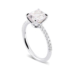 Fancy Light Pinkish Purple Cushion Solitaire Pave Side Stone Diamond Ring