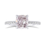 Fancy Light Pinkish Purple Cushion Solitaire Pave Side Stone Diamond Ring