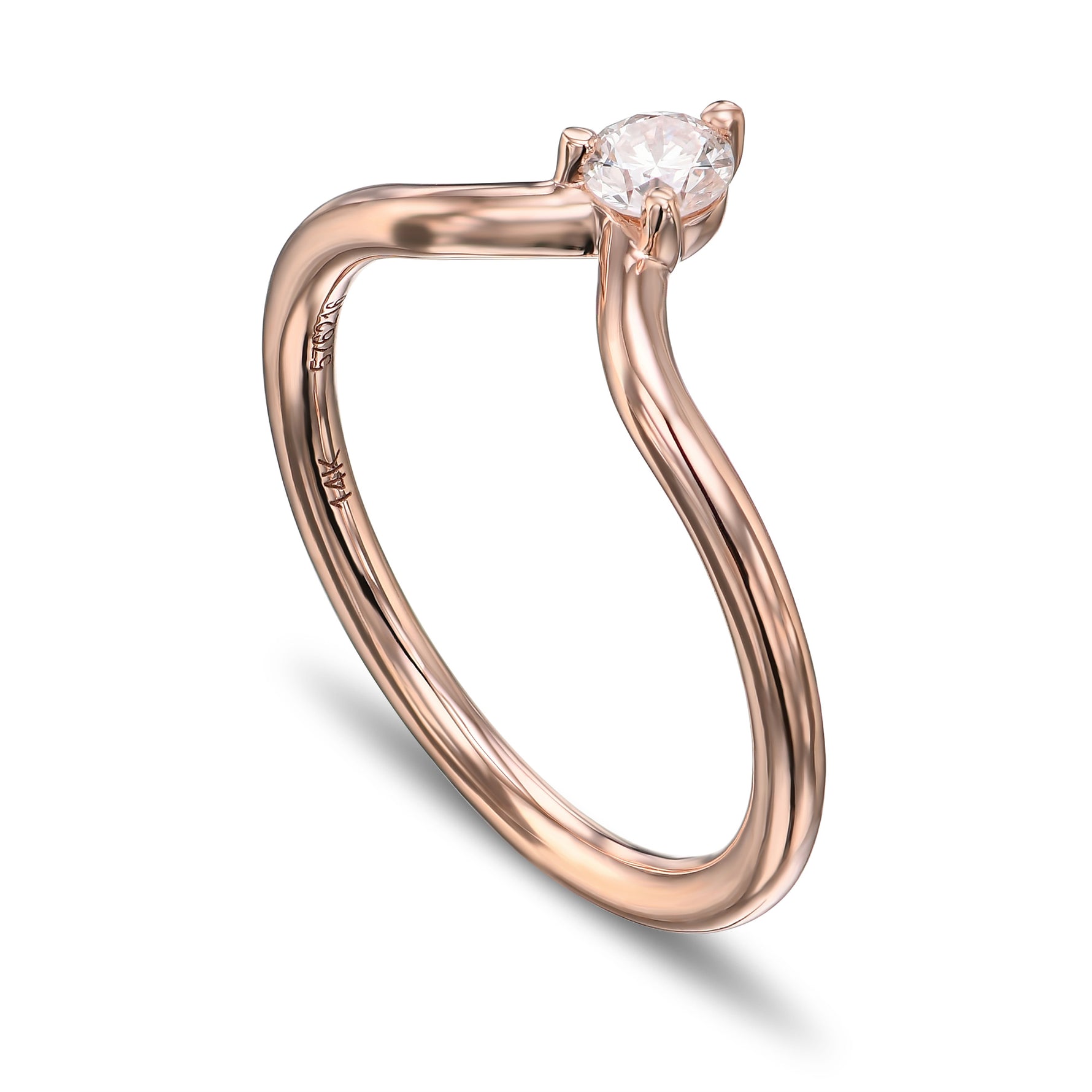 Round Brilliant Diamond Contoured Wedding Band