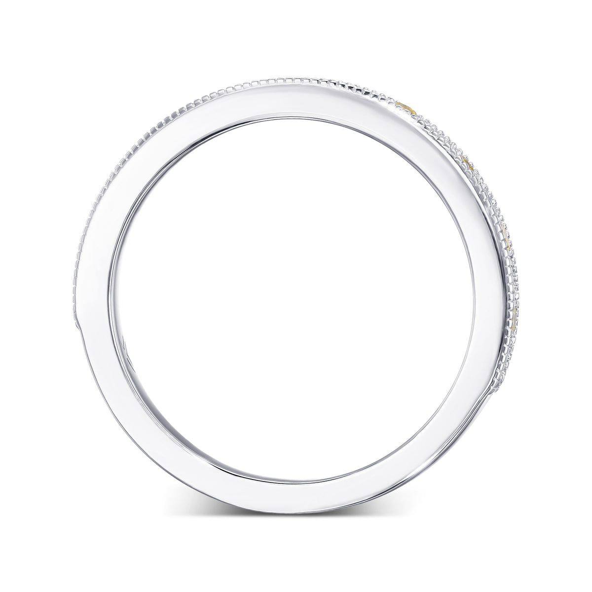 Alternating Yellow & White Diamond Wedding Band