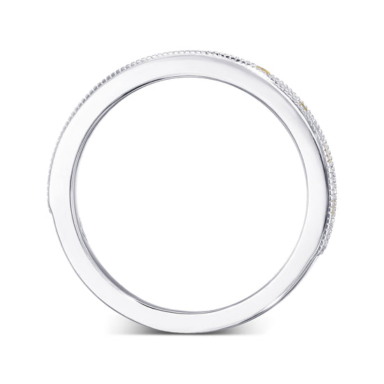 Alternating Yellow & White Diamond Wedding Band