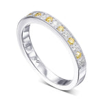 Alternating Yellow & White Diamond Wedding Band
