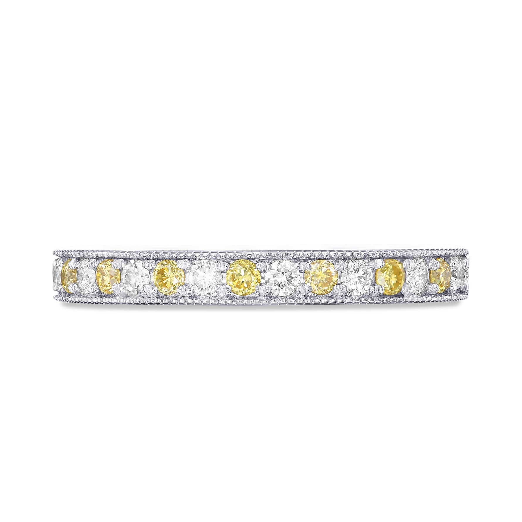 Alternating Yellow & White Diamond Wedding Band