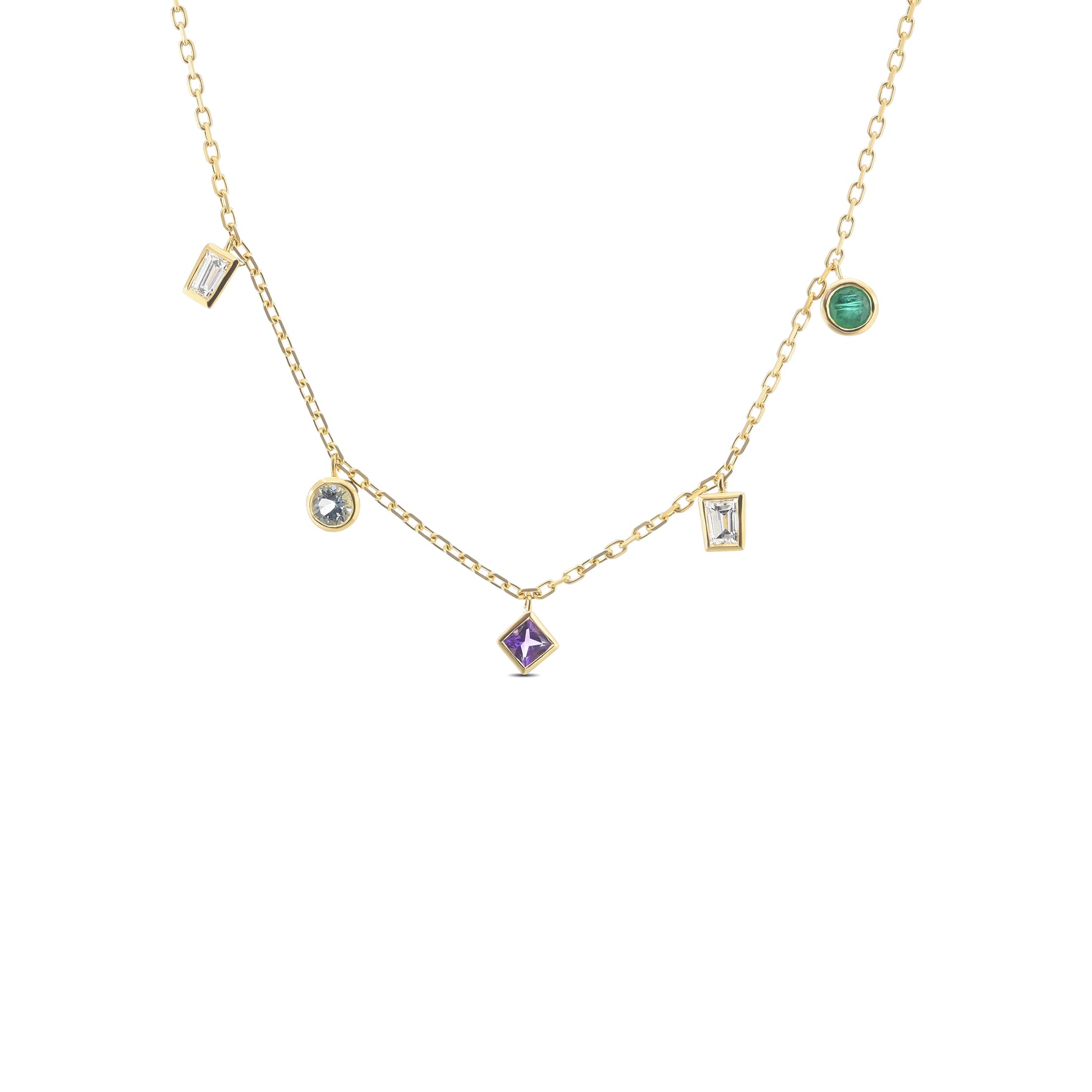 Mixed Shape Diamond & Gemstone Necklace