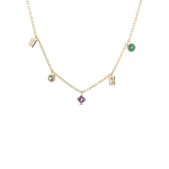 Mixed Shape Diamond & Gemstone Necklace