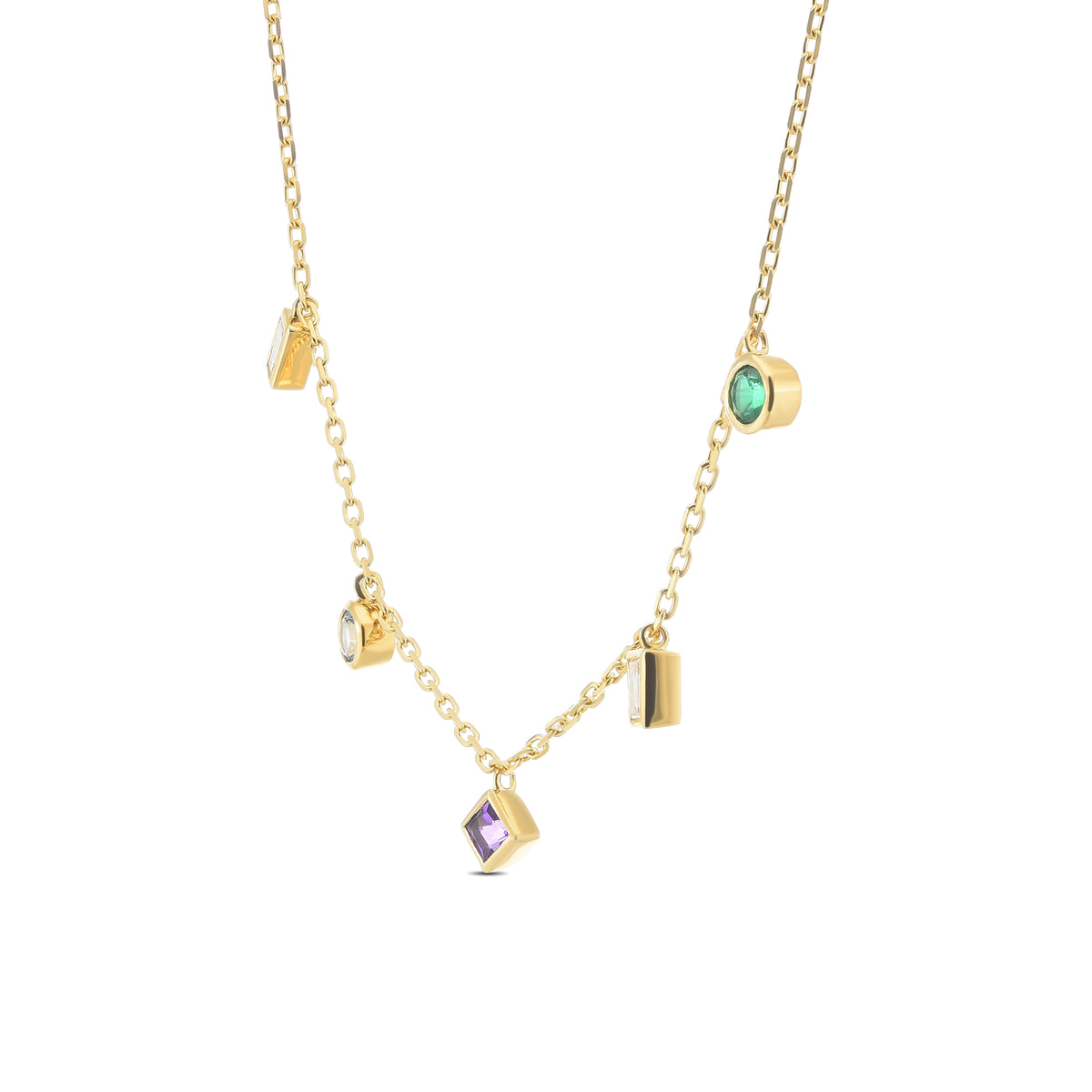 Mixed Shape Diamond & Gemstone Necklace