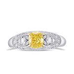 Fancy Intense Yellow Cushion Diamond Ring