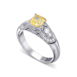 Fancy Intense Yellow Cushion Diamond Ring