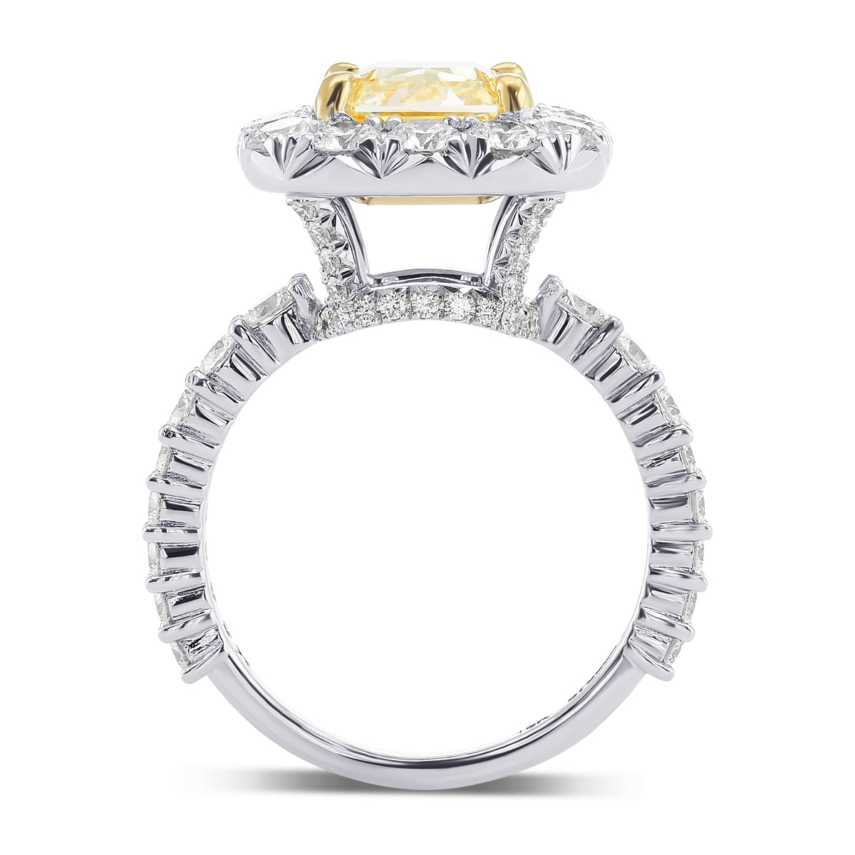 Fancy Light Yellow Radiant Diamond Halo Ring