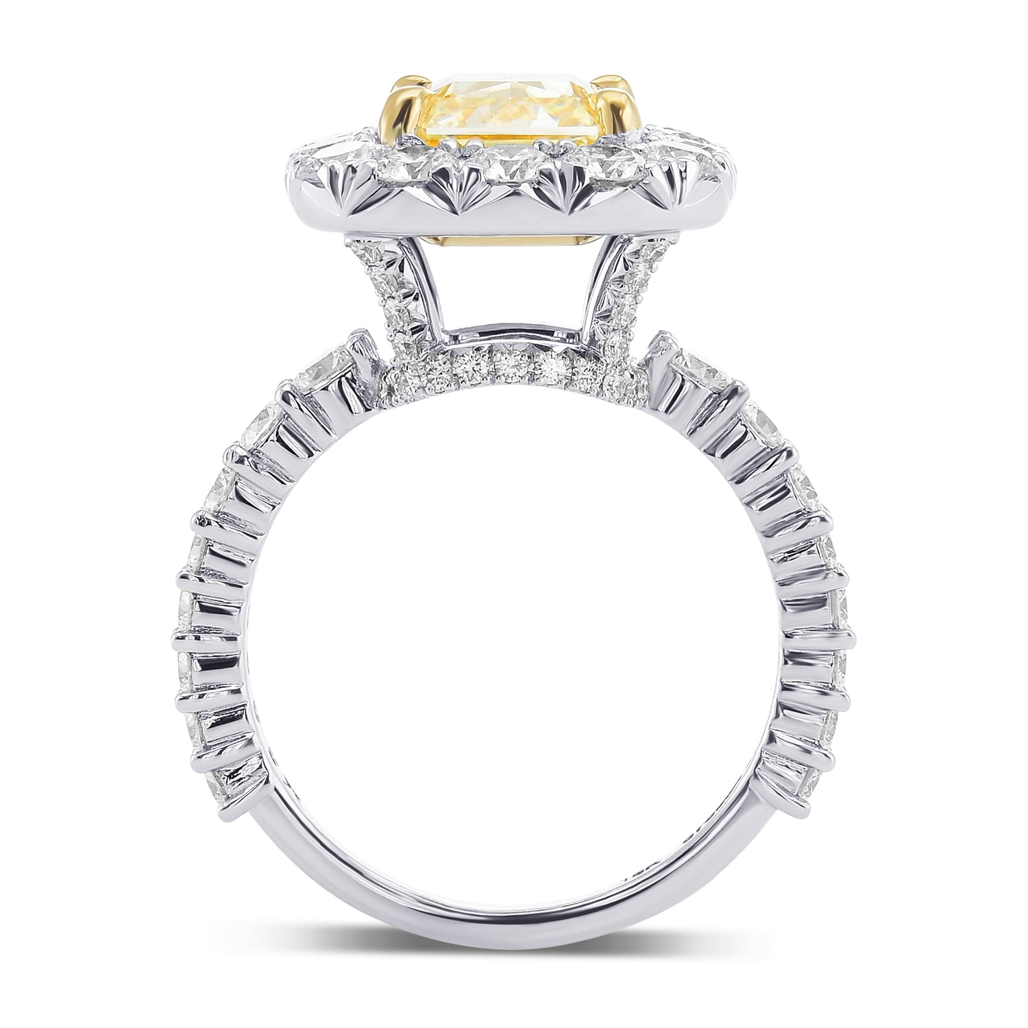 Fancy Light Yellow Radiant Diamond Halo Ring