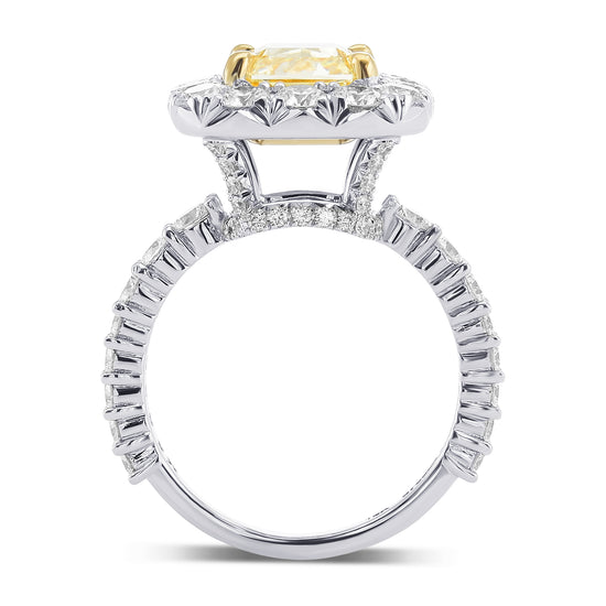 Fancy Light Yellow Radiant Diamond Halo Ring