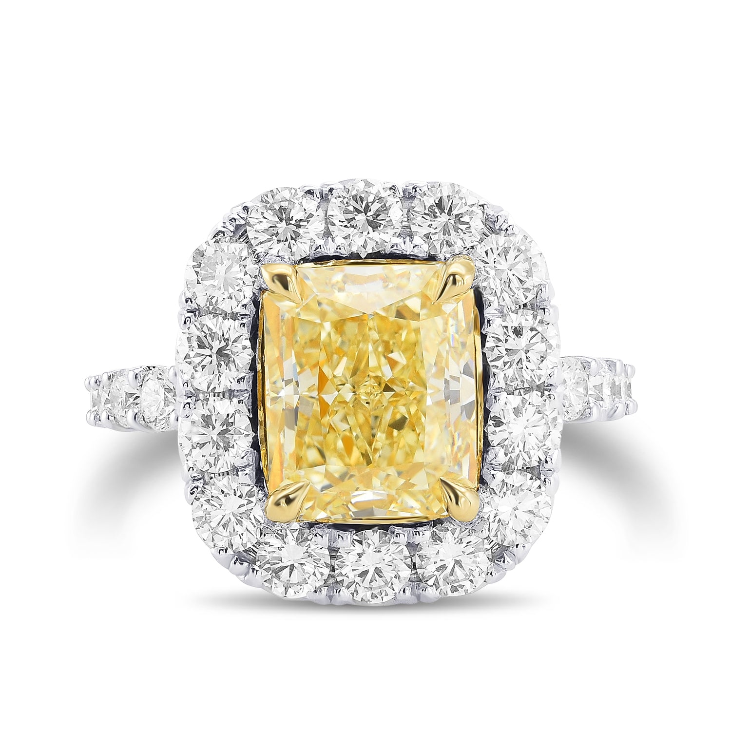Fancy Light Yellow Radiant Diamond Halo Ring
