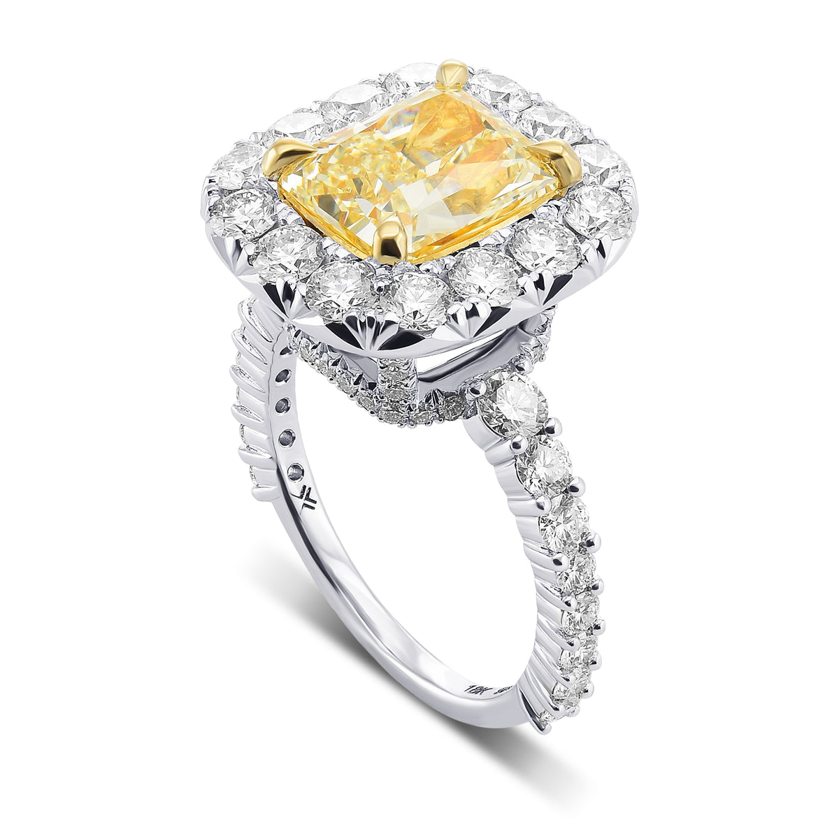Fancy Light Yellow Radiant Diamond Halo Ring